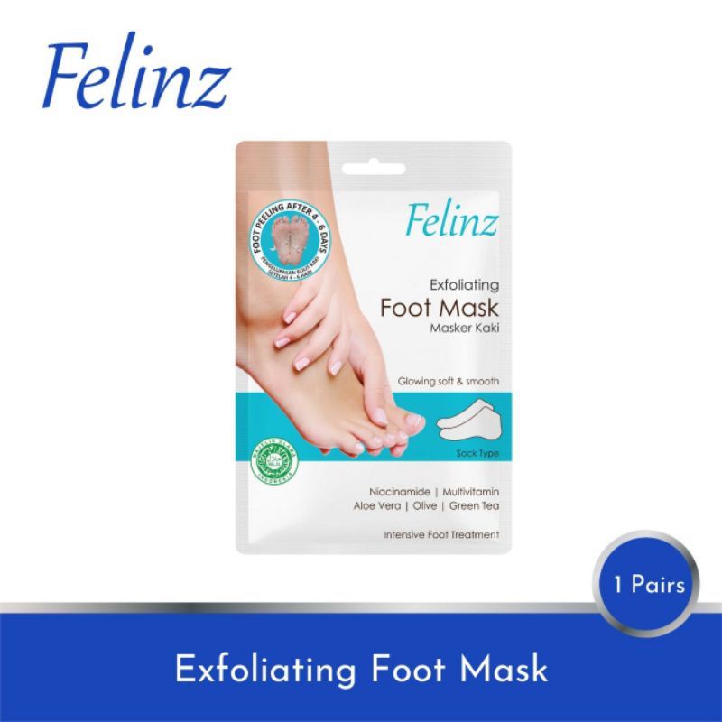 Felinz Foot Mask Exfoliating 2 lembar / 1 pasang Masker Kaki Penghilang Kapalan Penghilang Kaki Pecah