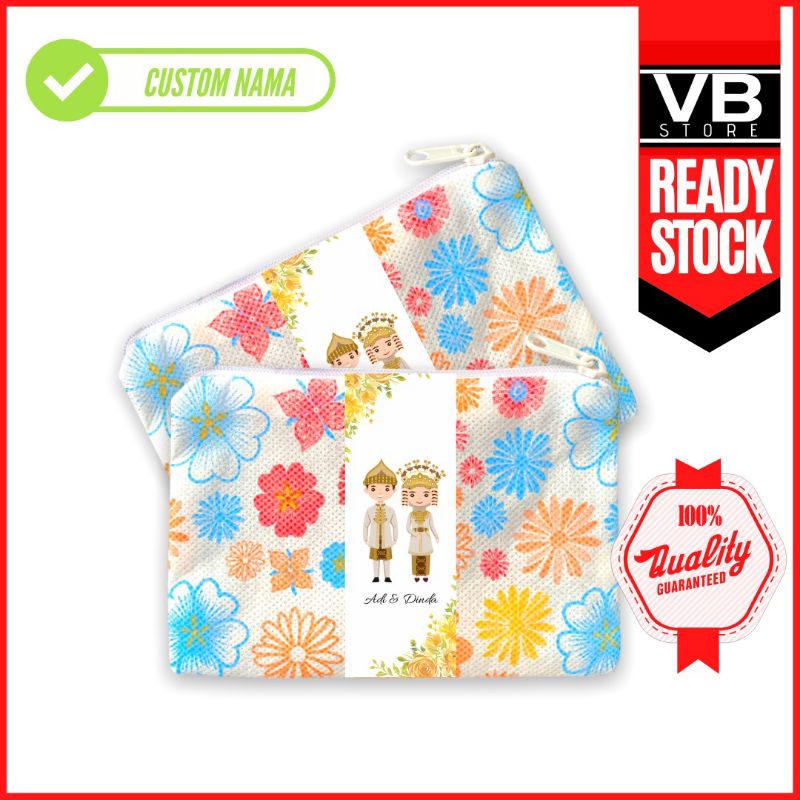 SOUVENIR DOMPET MURAH GRATIS CSTOM MINI CLUTCH CANTIK MOTIF BUNGA SUVENIR PESTA PERNIKAHAN RUSTIC ME