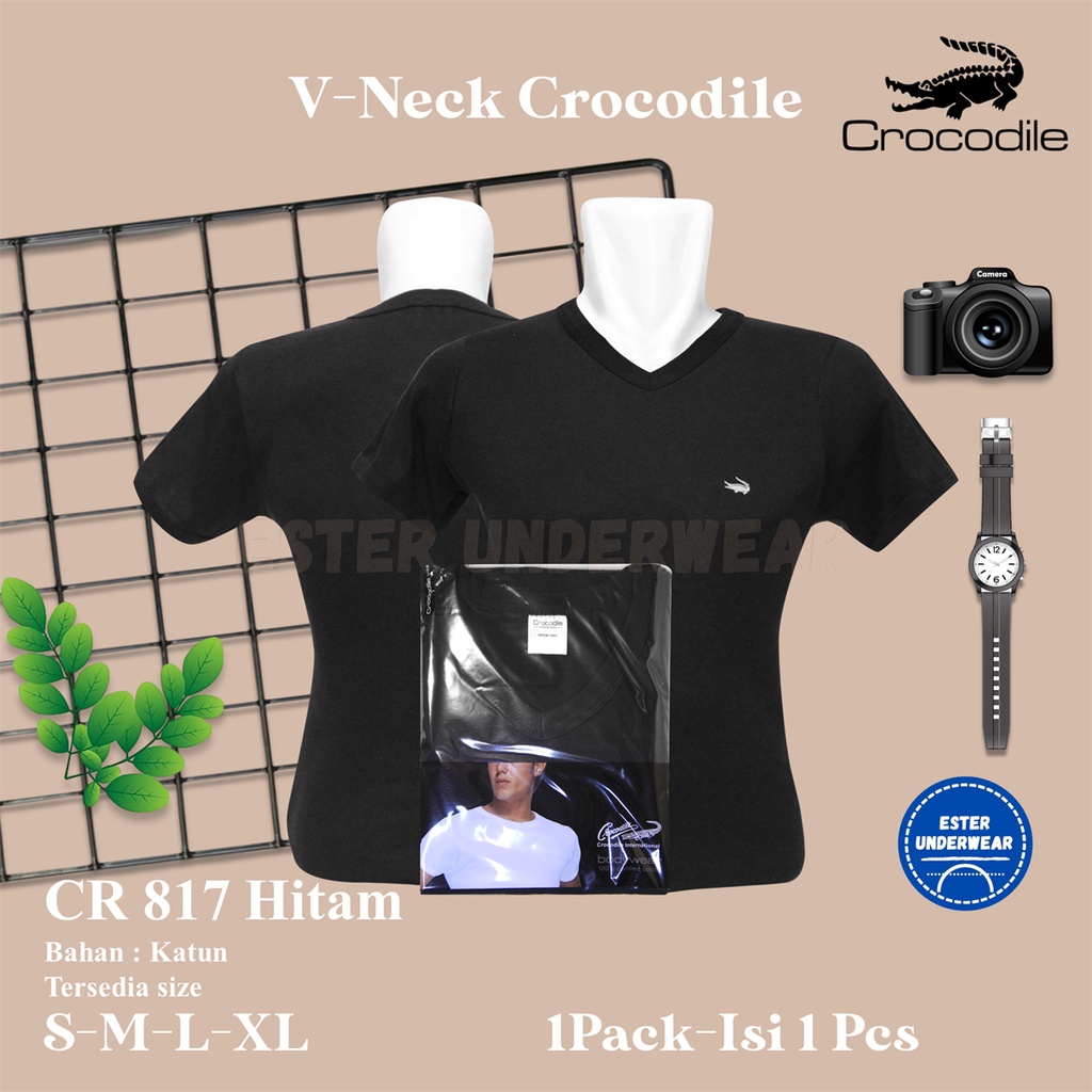 Kaos Dalam Pria CROCODILE CR 817 AW Hitam Isi 1 Pcs