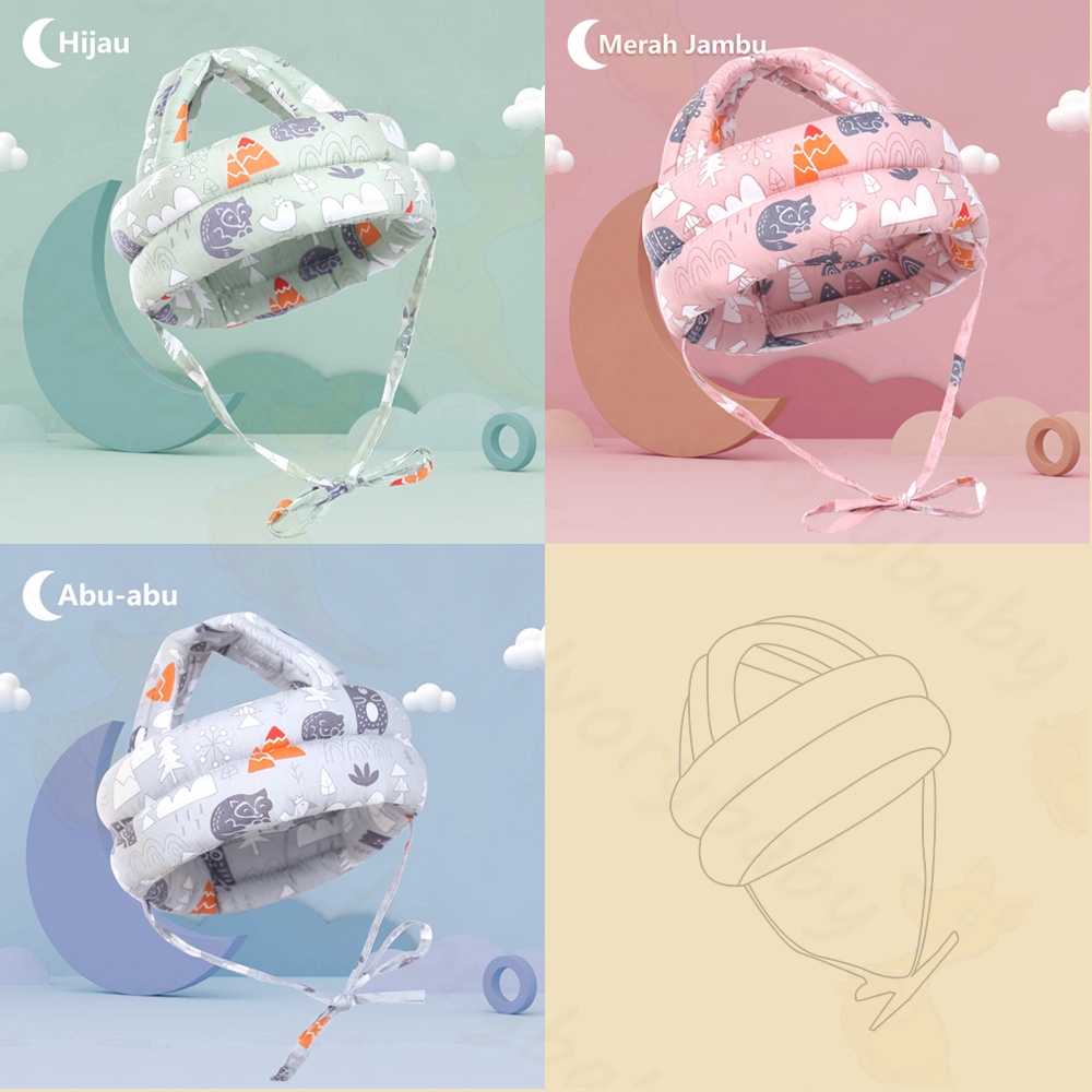 Ivorybaby Topi pelindung kepala bayi Bantal pelindung kepala bayi Baby head safety helmet Baby cap anti fall