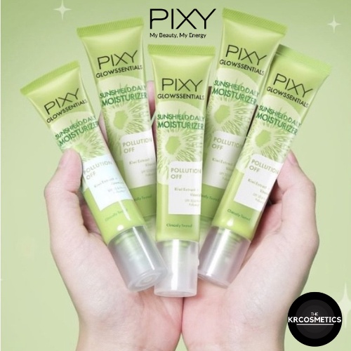 PIXY Glowssentials Polution Off Series Exstrak Kiwi Clay Mask - Deep Cleansing - Mist Spray - Gel Moisturizer - Sunshield