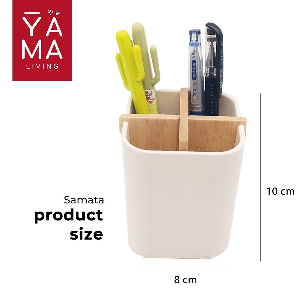 YAMA SAMATA Wooden Organizer Storage Tempat Wadah Alat Tulis Sikat Gigi Meja Belajar Kamar Mandi