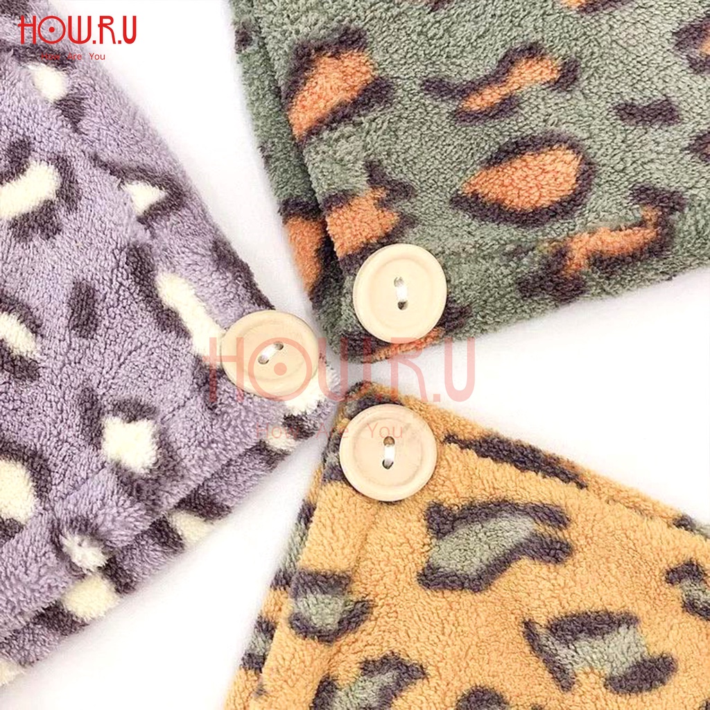 HOW.R.U | Handuk Keramas Motif Tutul Bahan Microfiber Cepat Kering