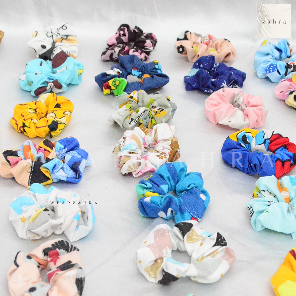 SCRUNCHIE KARTUN -  Ikat Rambut Motif Kuncir Anak Perempuan Kunciran Aksesoris Rambut Lucu