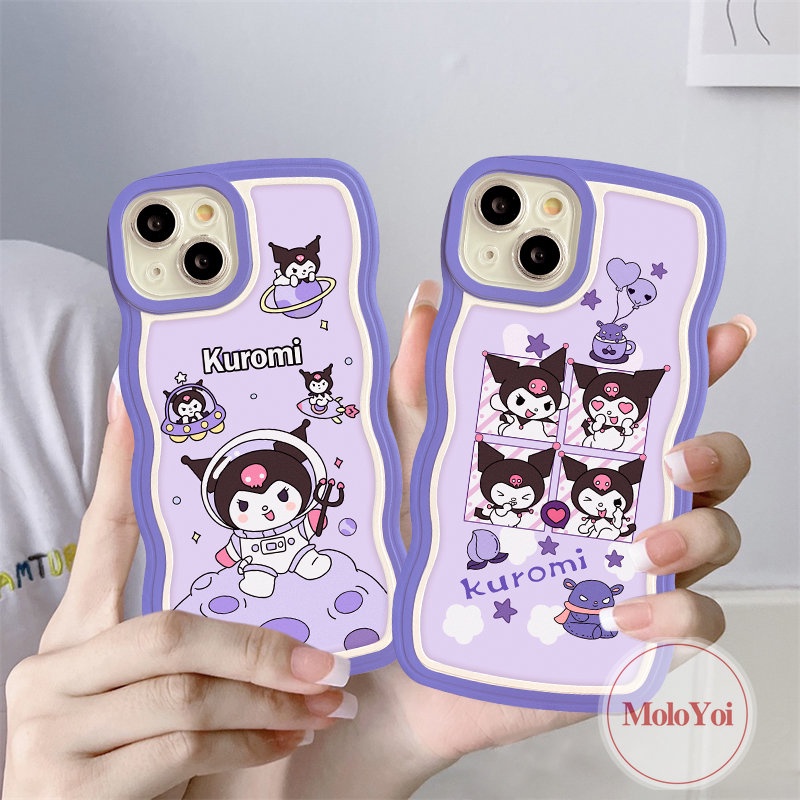 IPHONE Case Compatible Untuk Iphone7 8 Plus XR 11 13 12 14 Pro Max X XS Max 6 6s 14 Plus SE 2020 Wavy Edge Kartun Soft Tpu Lucu Astronot Kuromi Shockproof Phone Cover