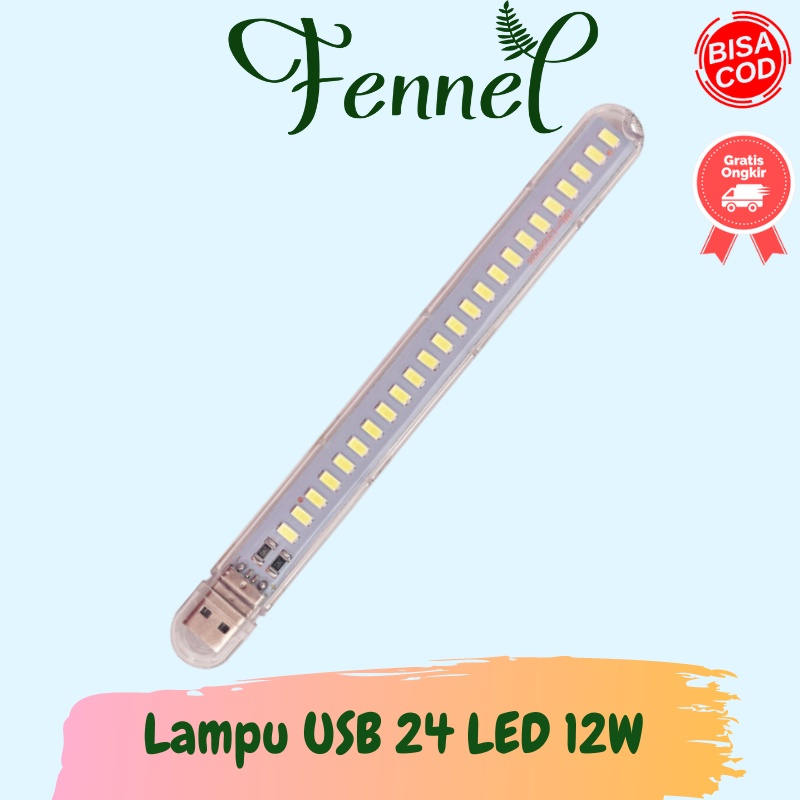 Lampu Belajar Darurat Emergency LED Strip Portable USB 24 LED 12W Cool White SMD573