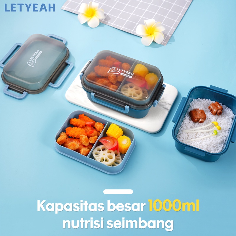 letyeah Lunch box susun kotak makan 2 tingkat anti tumpah /1000ml bento box anak/ BPA Free