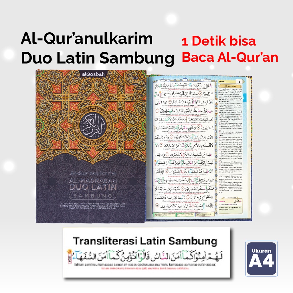 Al-Qur'anulkarim Al Madrasah Duo Latin Sambung A4 dengan Terjemahan dan Transliterasi Lengkap