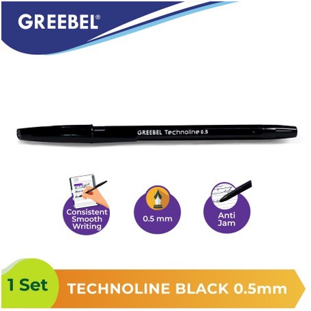 Pena Gel/ Pulpen Gel 0.5mm Standard / Pulpen Gel GREEBEL BALLPEN TECHNOLINE 0.5 BLACK  / Pen Pulpen Bolpoin Ballpen Ballpoint Balpen Bolpen Bolpoint
