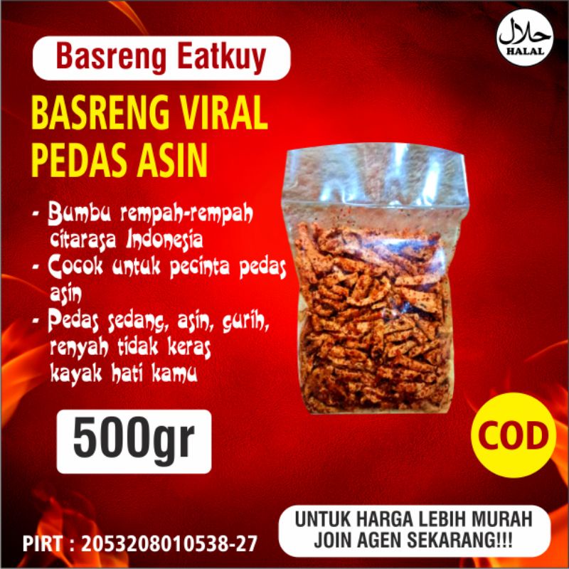

Basreng Viral Eatkuy PEDAS ASIN 500 gr