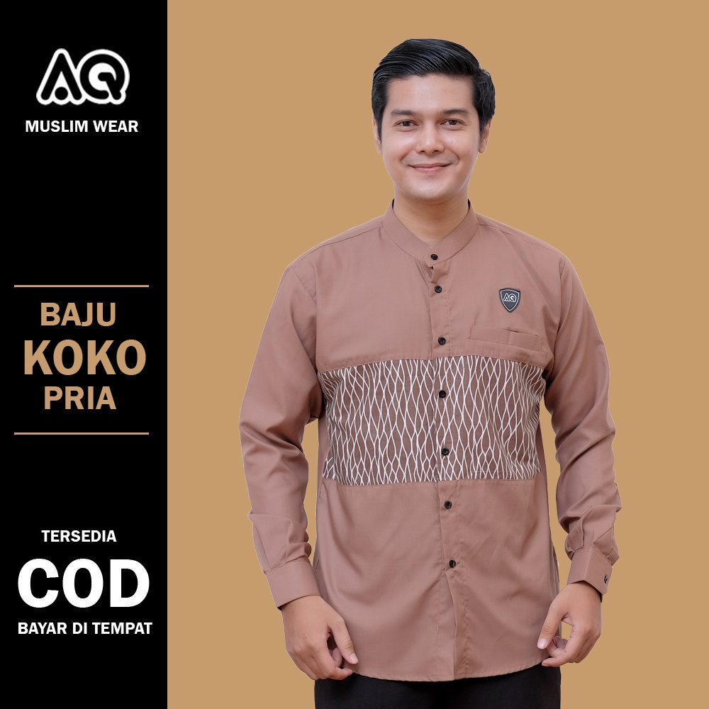 Baju Koko Pria Lengan Panjang Motif Batik Nakula Al Qorni