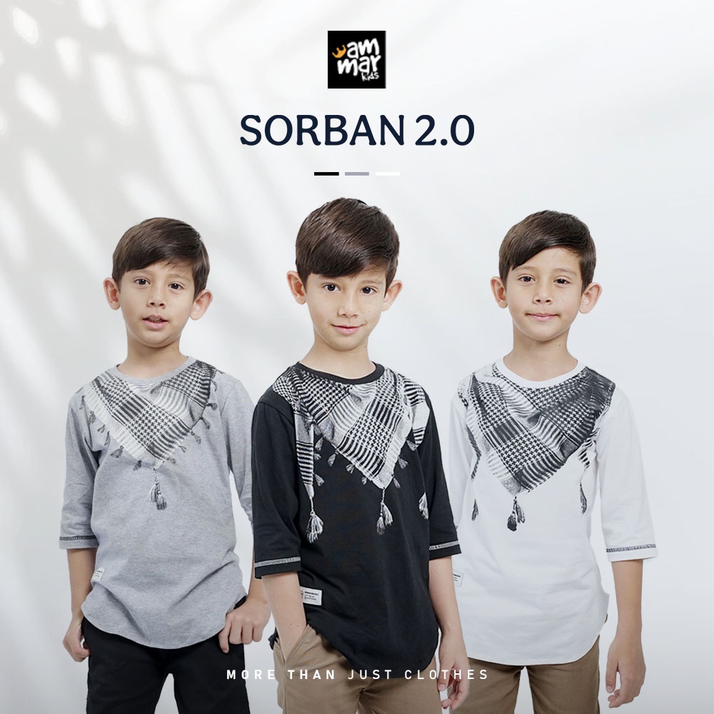 T SHIRT KAOS SORBAN 3D ANAK LAKI LAKI MUSLIM UMUR 3 - 12 TAHUN