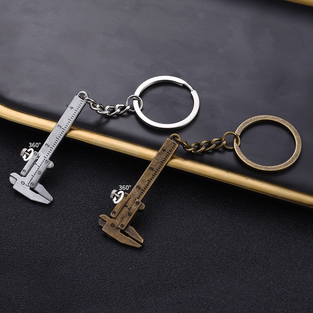 Key Ring For Car Keyring, Tas Wanita Gantungan Kunci Aksesoris Mini Vernier Caliper Keychain Portable Alat Ukur Gantungan Kunci Dekorasi Liontin Populer Kreatif Pria Klasik