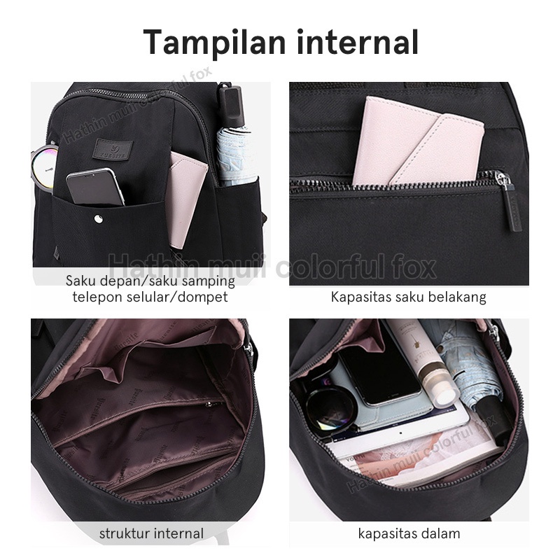 COLORFUL FOX 0491 Tas Ransel Wanita Backpack Wanita Remaja Tas Anti Air WATCHKITE BAEOS laptop 14 inci