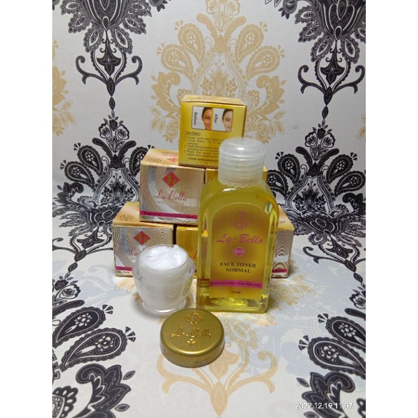 Paket Cream Labella Gold 2in1 (toner+cream malam) original bpom