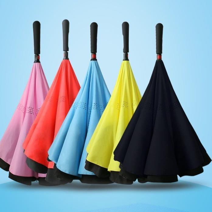 Sekarang Populer Payung Terbalik Besar 2 Lapis Kain Gagang C Reverse Umbrella Kazbrella [SS]