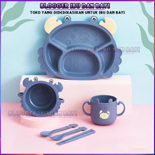 Image of Peralatan makan bayi 6 in 1 Cartoon Animal 3DTableware Set Peralatan Makan Bayi Baby Feeding Set Kado anak perlengkapan bayi