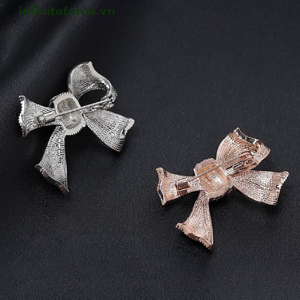 [INVN] Merah Busur Ikatan Simpul Berlian Imitasi Kristal Enamel Bros Pin Untuk Wanita Fashion Perhiasan Jas Mantel Aksesoris [VN]
