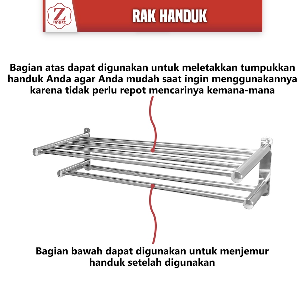 Gantungan Rak Handuk / Rak Handuk Stainless / Rak Dinding Kamar Mandi / Gantungan Handuk Dinding
