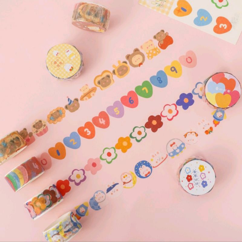 

100pcs washi tape marker motif kartun untuk dekorasi bujo for scrapbook