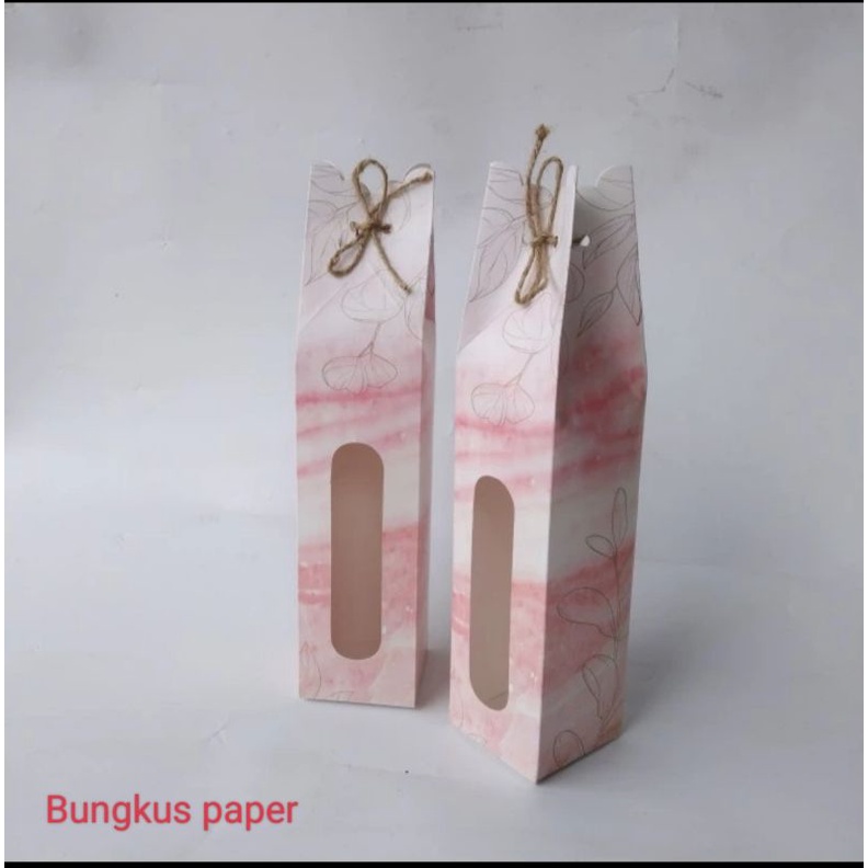 Bungkus paper -TUMBLER BOX /BOTOL SOUVENIR BOX 7X7X30CM. marble flower