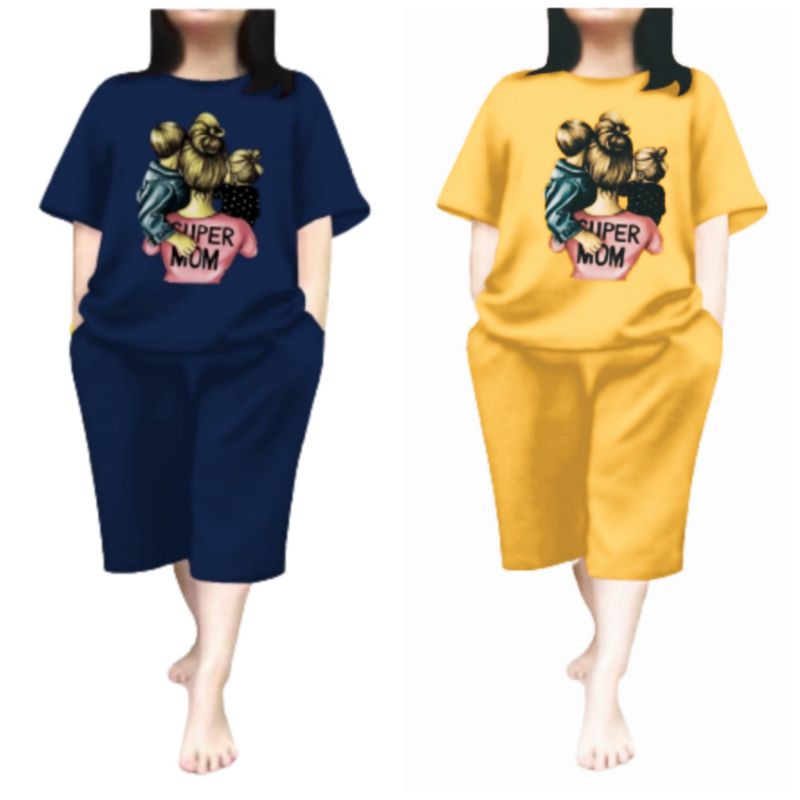 Baju Setelan Wanita Dewasa Jumbo Ld 115 Cm One Set Baju Kaos  dan Celana Pendek Oversize 3/4 Baju Setelan Cewek Dewasa Terbaru 2023 Kekinian Stelan Wanita  Dewasa Viral Set super mom