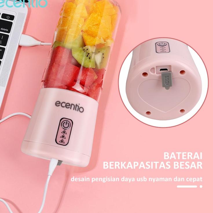 ➱Model Keren Ecentio Blender Jus Portable Mini Juicer 400ML botol Juice blender cup USB Electric Blender 6 Mata Pisau bisa [GAP]