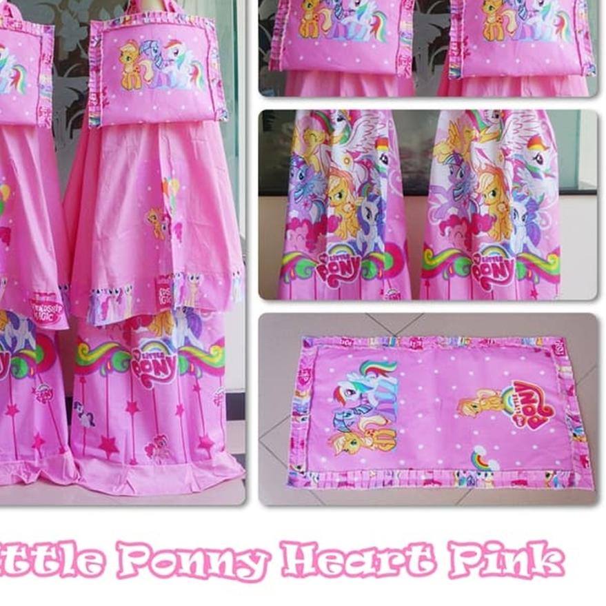 EXCLUSIVEMukena Anak Katun Adem Karakter Kuda poni Heart 2-13 Tahun Usia PAUD TK SD Mukenah Sajadah 
