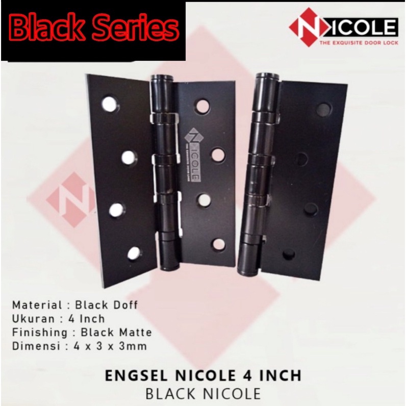 Promo engsel 5 inc 4 inch dekkson engsel pintu panel dekkson black hitam stanlis 304 tebal  engsel engsel pintu hitam engsel/ENGSEL PINTU HITAM ORIGINL PRODUK/ ENGSEL 5 INC