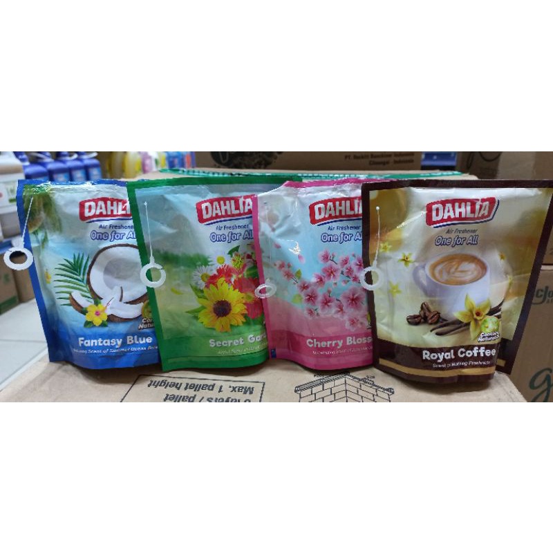 dahlia air freshner one for all aroma coconut . secret gardenia . chery blossom dan royal coffe f601 75 gr