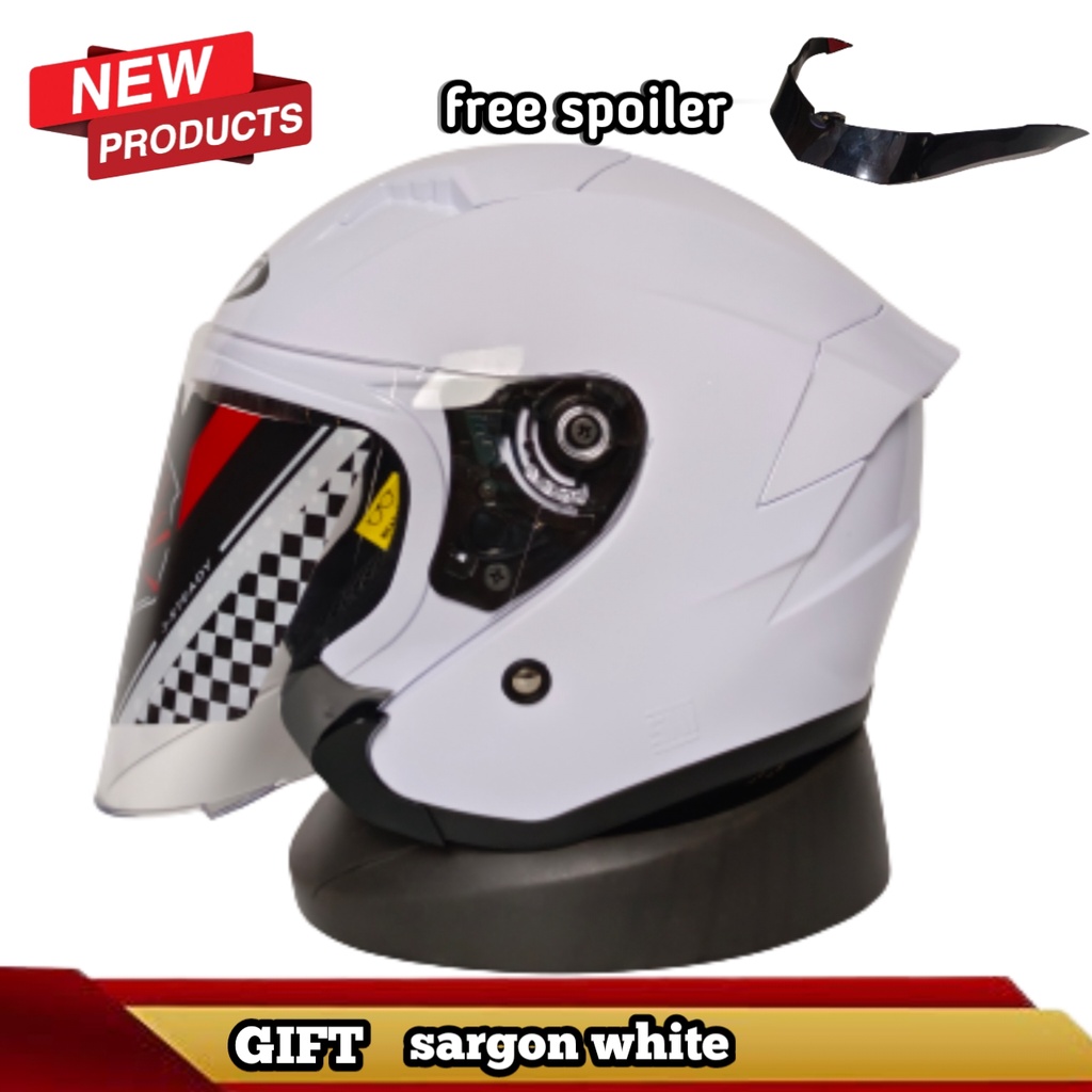 HELM GIFT SARGON SOLID WHITE|PUTIH HALF FACE model njs kairoz