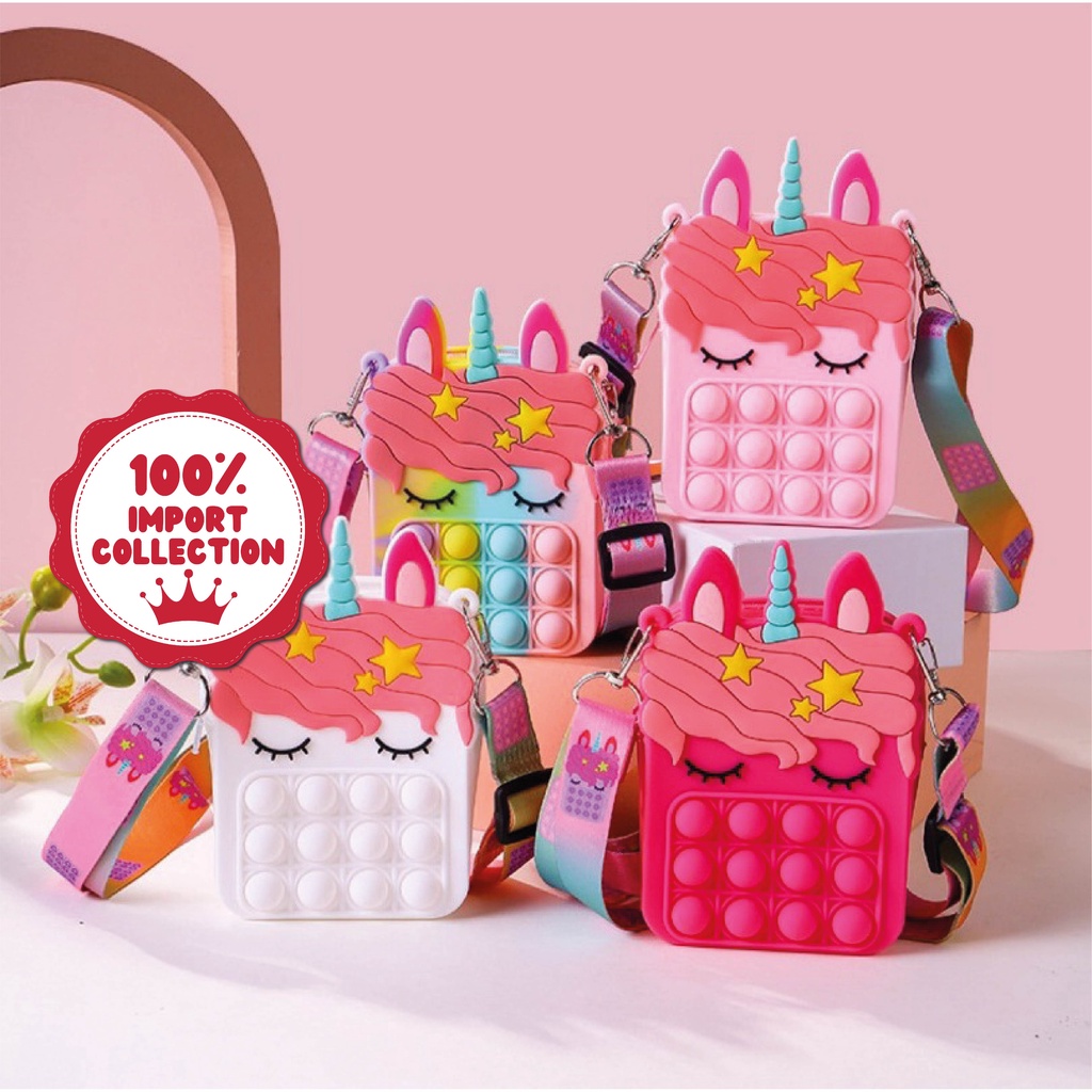 UNICORN Tas Selempang Bahu Mini Pop It Slingbag Lucu Wanita Remaja Cute Korean Style By Chikoisme NR