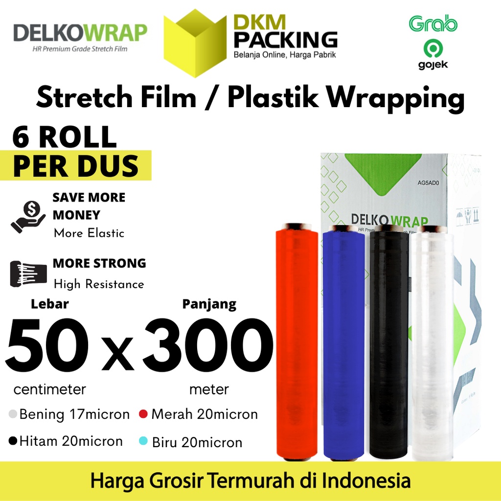 

Plastik Wraping Stretch Film 50cm x 300m WRAPPING DELKOWRAP TEBAL OJOL / DUS