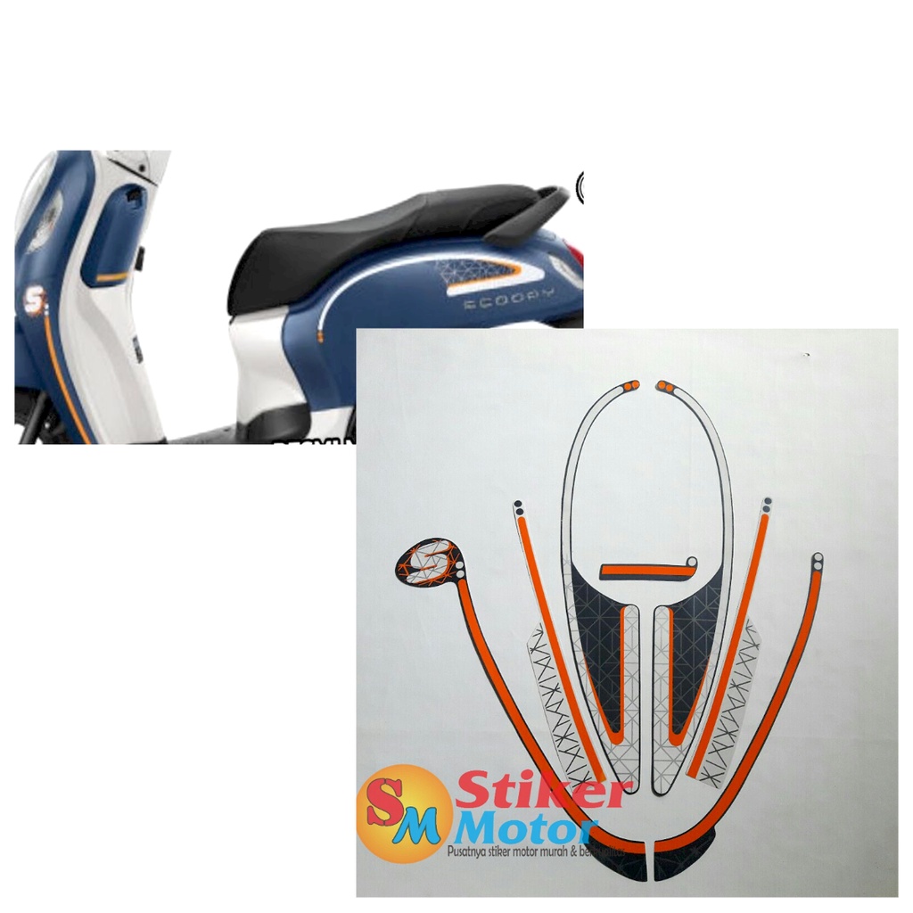 STRIPING STICKER LIS LES POLET BODY MOTOR SCOOPY FASHION 2022 MATTE BLUE