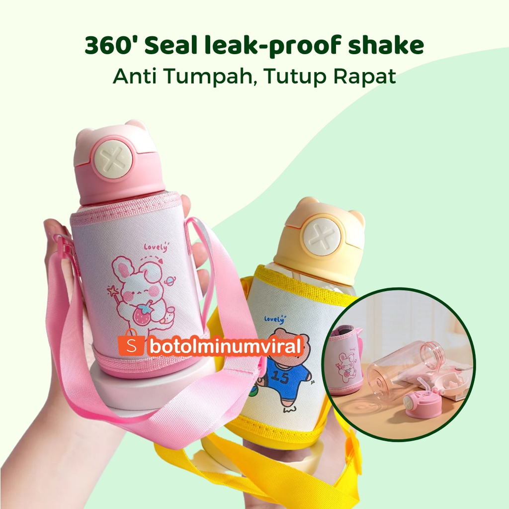 Botol Minum Anak BPA Free Sedotan Anti Bocor Bear Pouch Viral Import