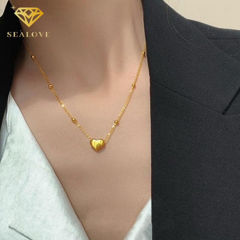 kalung fuji titanium anti karat dan anti luntur kalong wanita fu hati daun semanggi bunga Perhiasan Korea