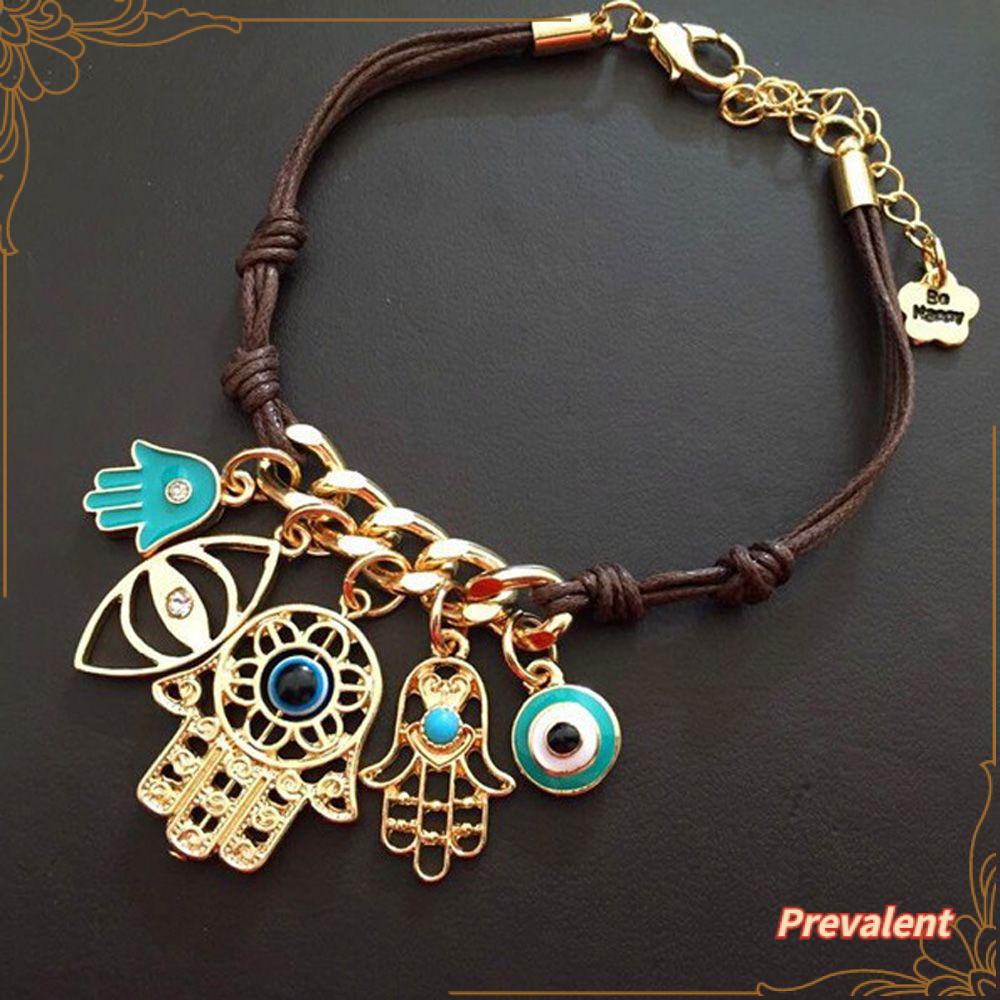 PREVA Bracelet Fashion Women Knit Link Hand of Fatima Hamsa