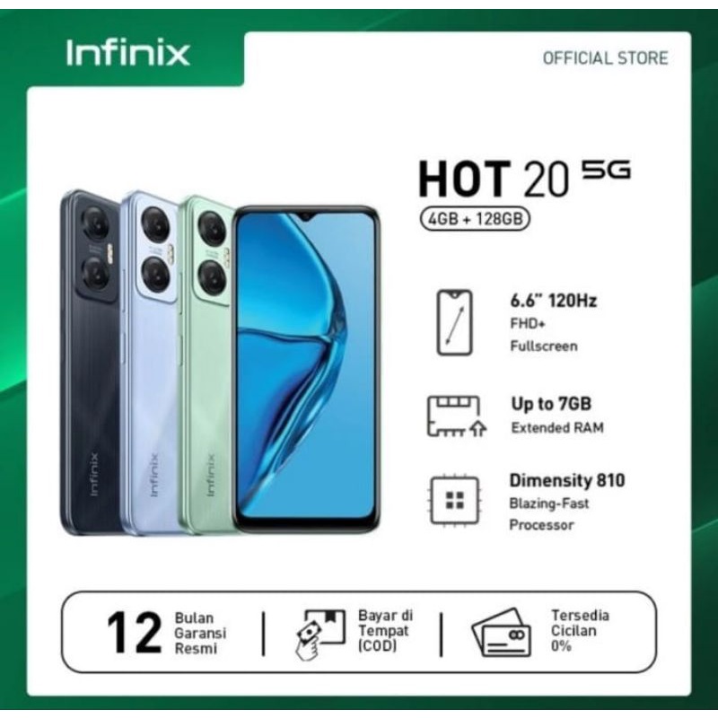 Infinix Hot 20 Nfc 5G ram 4/128gb Garansi Resmi
