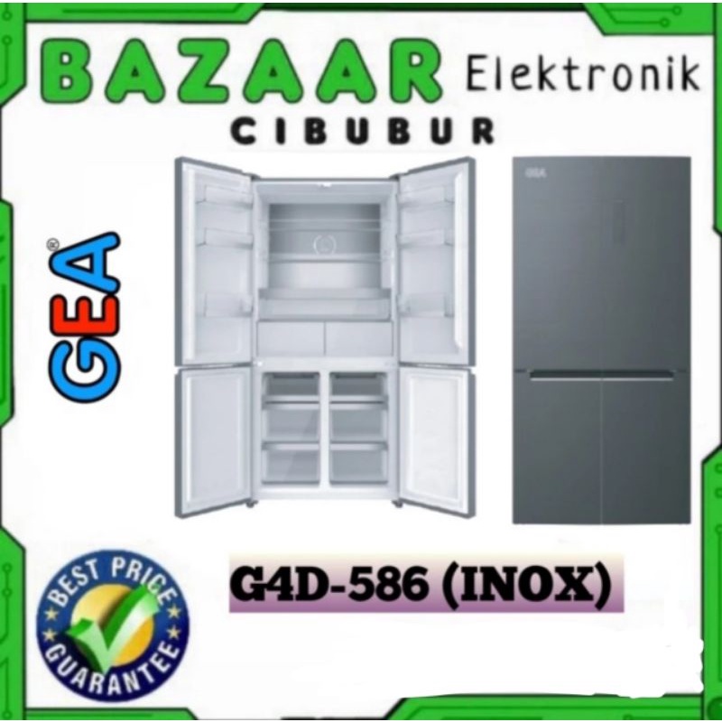 KULKAS SIDE BY SIDE GEA G4D-586 / G4D586 INVERTER 586L SILVER INOX