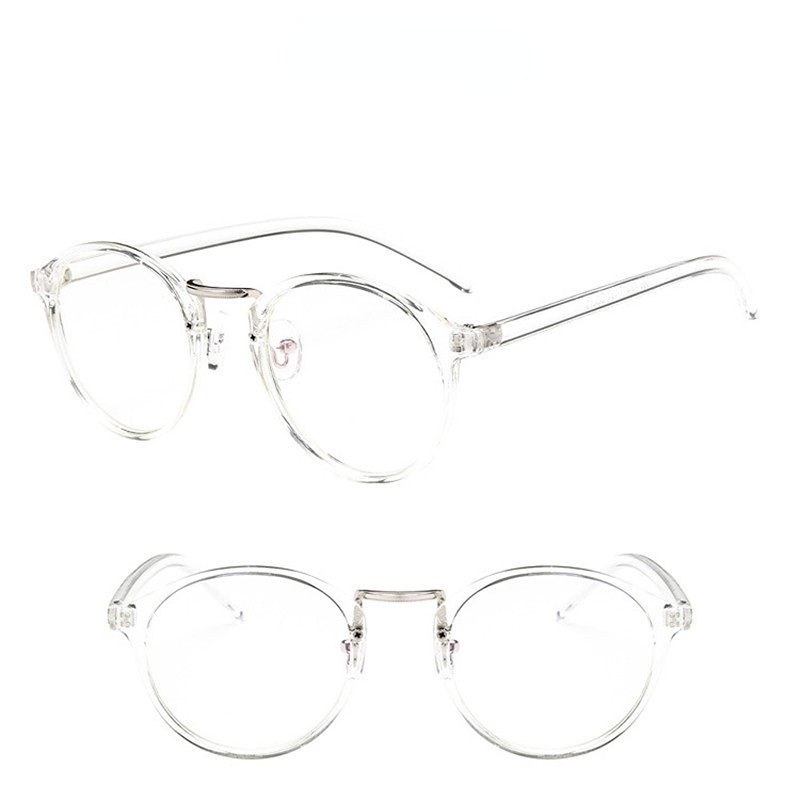 (YUZHU) Korean Fashion Leopard Kacamata Bingkai Transparan Vintage Fashion Bingkai Bulat Anti Blue Light Eyeglasses