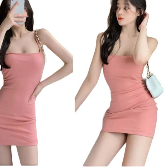 Mini Dress Sexy Tali Bodycon Dress Ketat Women's Tanktop Panjang Dress Korean Style Wanita Remaja De