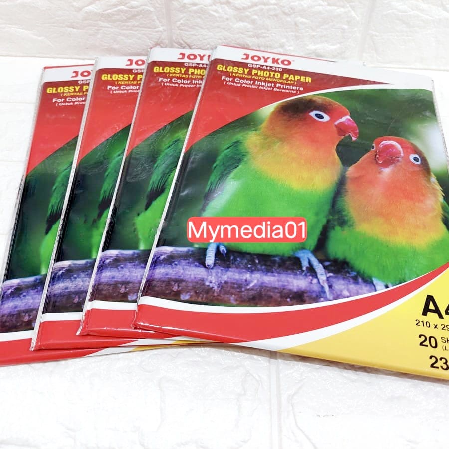 

GLOSSY PHOTO PAPER - JOYKO A4 230 / KERTAS FOTO 20 SHEETS TERMURAH!!!