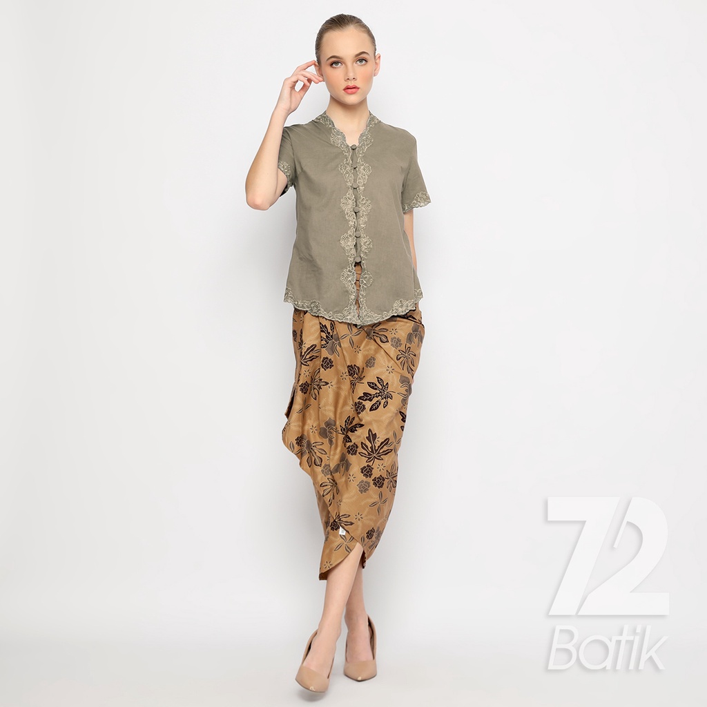 ROK LILIT BATIK Skirt Kebaya Instan Modern Wanita Motif Daun Pepaya Coklat Choklat Cokelat 722661 Cap 72