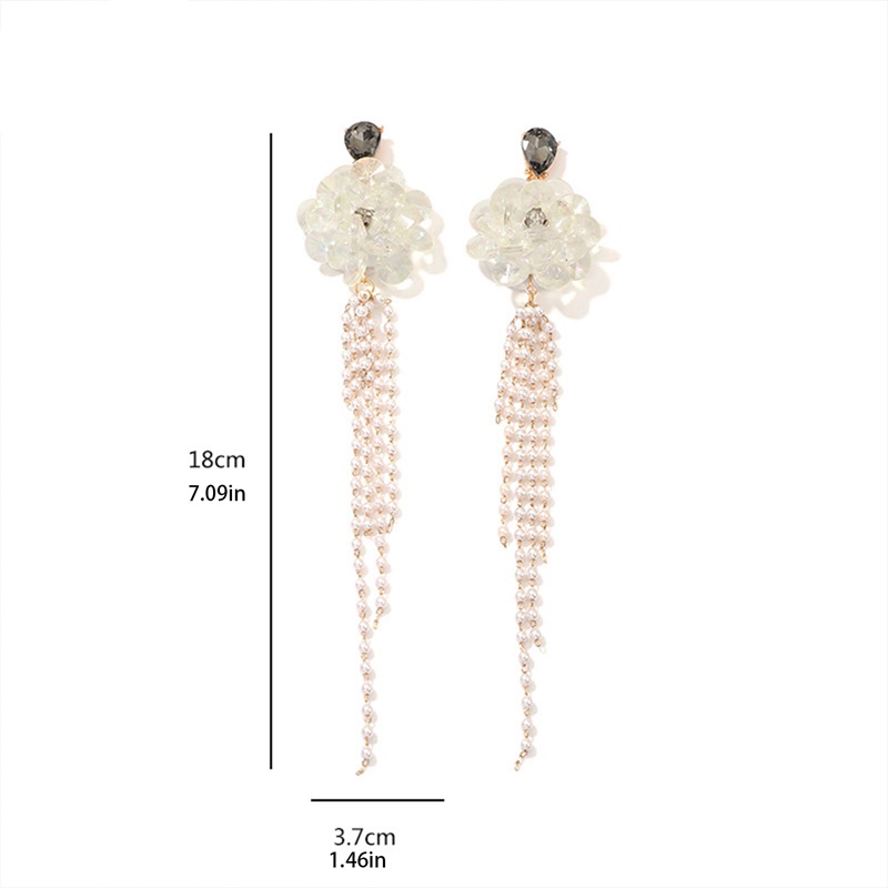 Fancyqube Geometris Ganda Mutiara Berlian Imitasi Anting Untuk Wanita Bijoux Golden Panjang Rumbai Menjuntai Earrings Statement Jewelry