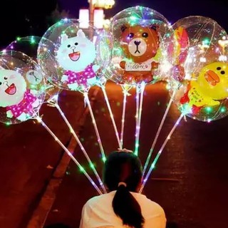 [ASS] Balon Lampu LED polos  Gagang Warna Warni