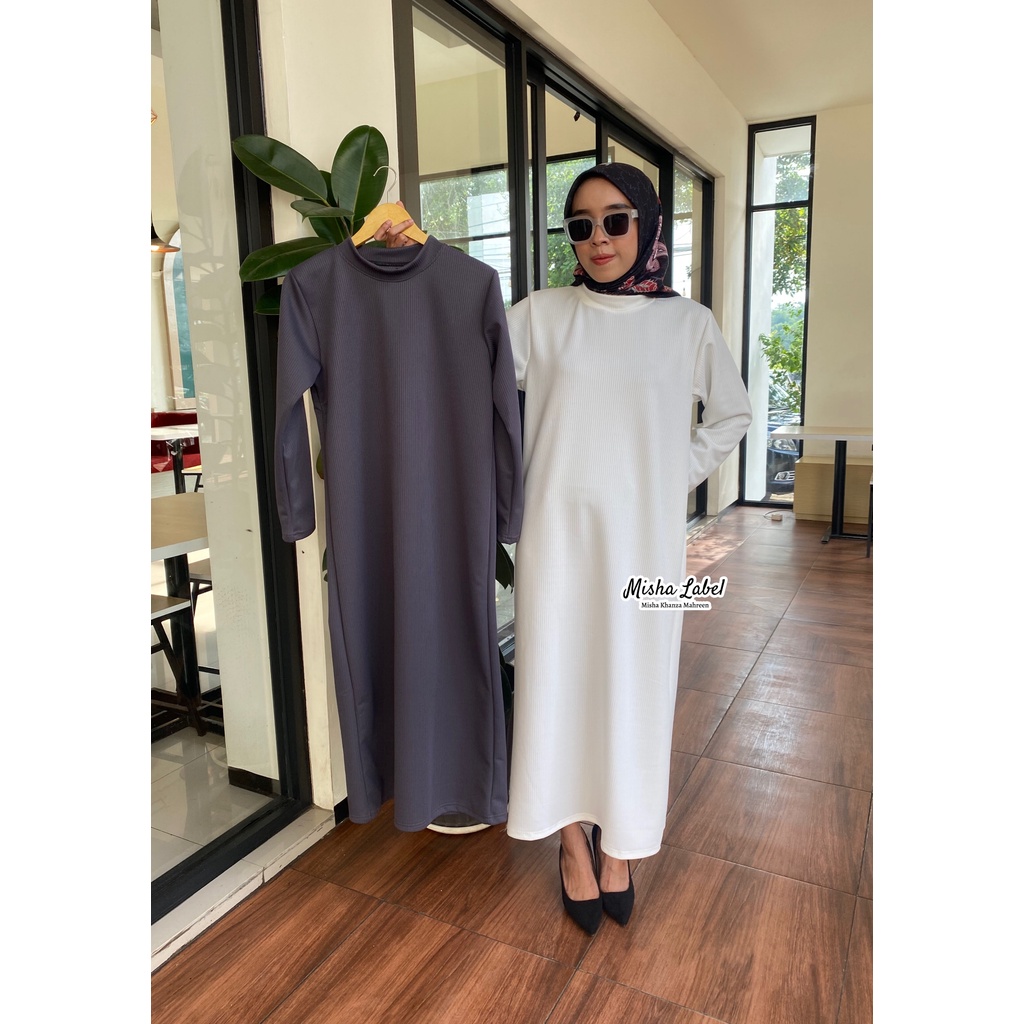 (PREMIUM) INNER DRESS RAJUT RIB MANGO PREMIUM LENGAN PANJANG BY MISHA LABEL / LONG DRESS RAJUT LENGAN PANJANG BY MISHA LABEL