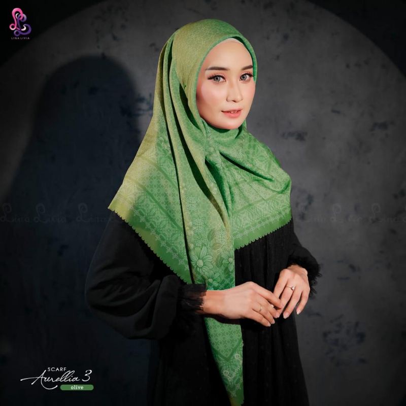 Linalivia Hijab || Aurelia Scarf 3 || Segi empat printing || Voal Ultravine || scarf voal | Bisa Cod