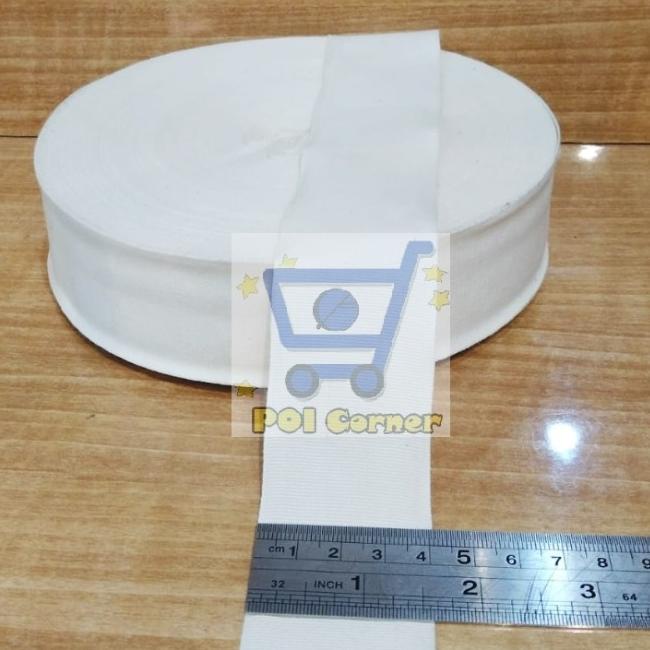 

[BISA COD] Pita Katun Polos/ Twill Tape Label Polos Krem 4cm