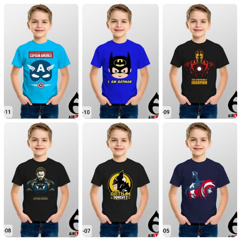 kaos distro anak umur 1-8 tahun motif superhero kualitas premium part 2