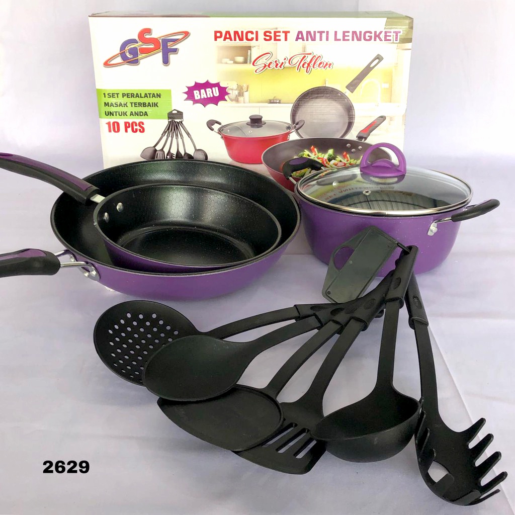 Panci Wajan Penggorengan Teflon Anti Lengket + Spatula Set GSF G 2629